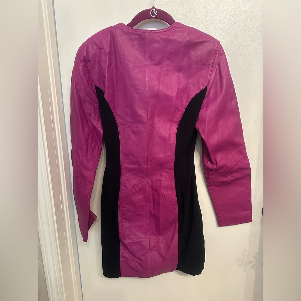 Chia Vintage Leather Fuchsia & Black Lycra Dress Size M - Picture 8 of 8